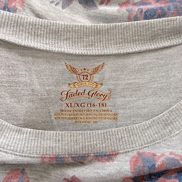 FADED GLORY • Floral Grey Long Sleeve Top Sweater - Picture 6 of 6